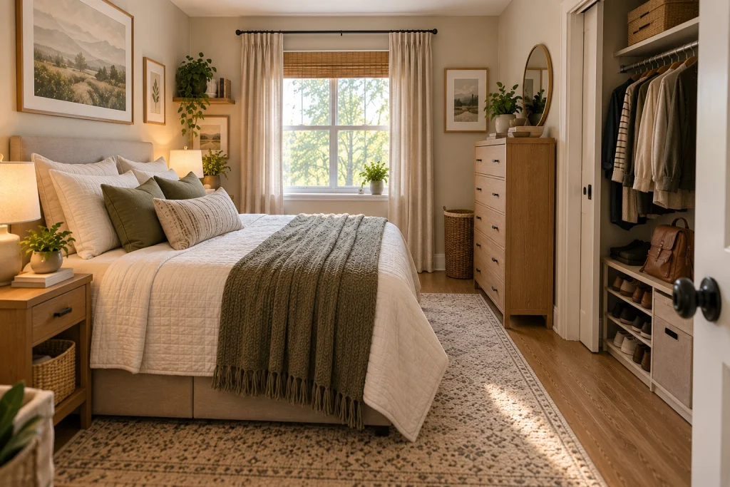 Small bedroom organization ideas with practical zones for everyday belongings